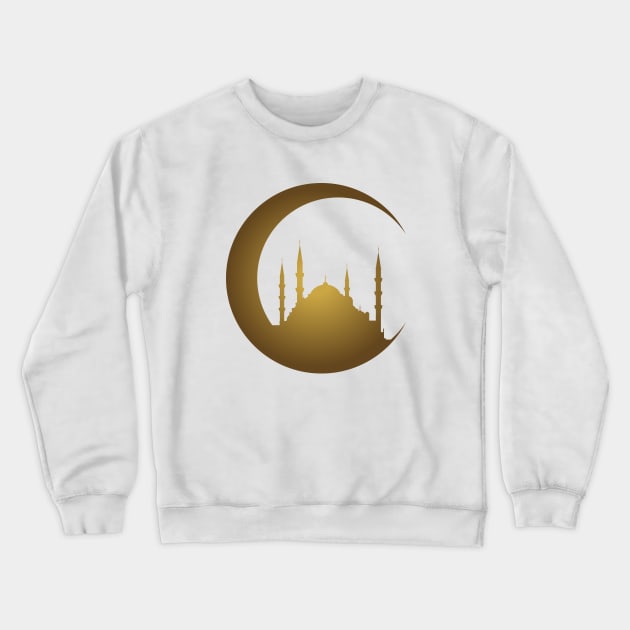 Blue Mosque in a crescent Crewneck Sweatshirt by diplikaya